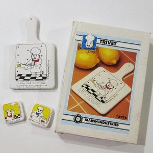 Barney Salzberg Lot Chefs Trivet Magnets Saltzberg With Box 1983